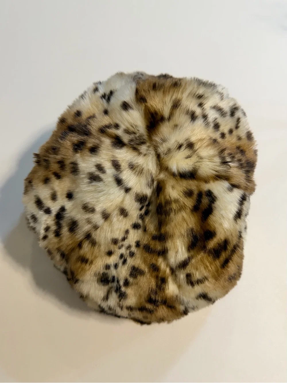 Leopard cheetah fur hat cloche skull cap satin lined glamorous city chic retro